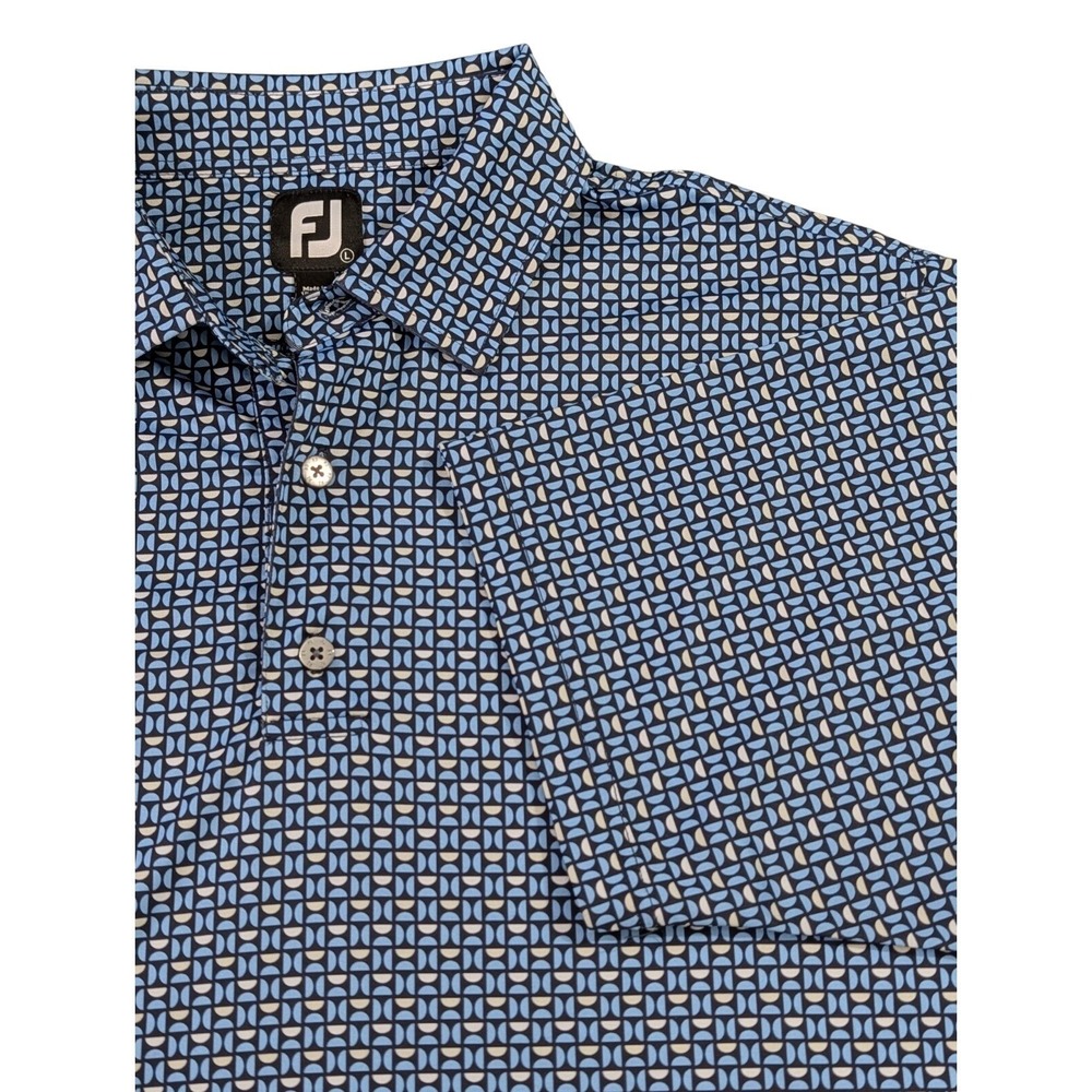 FootJoy Men's Navy and Light Blue Geometric Polo